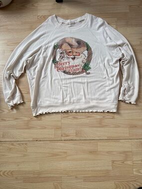 Altar'd State Cream "Merry Christmas Y'all" Cowboy Santa Sweatshirt